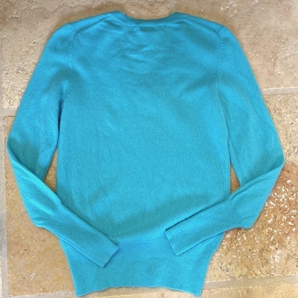 HALOGEN 100% Cashmere V Neck Sweater Womens S Turquoise Soft Cozy Luxury Preppy - Picture 3 of 6